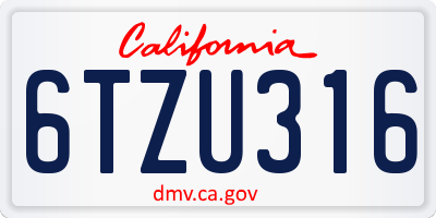CA license plate 6TZU316