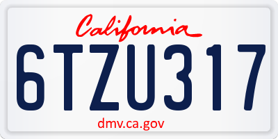 CA license plate 6TZU317