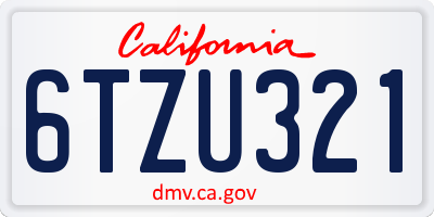 CA license plate 6TZU321