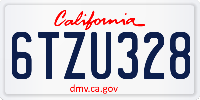 CA license plate 6TZU328