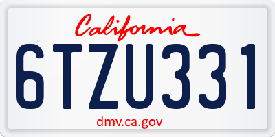 CA license plate 6TZU331