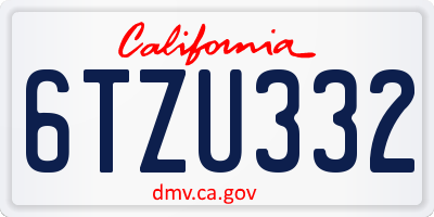 CA license plate 6TZU332