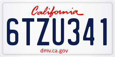 CA license plate 6TZU341