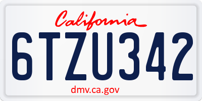 CA license plate 6TZU342