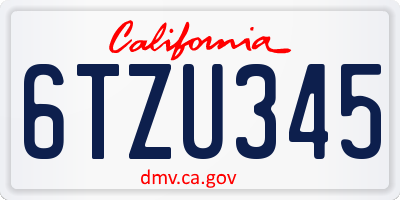 CA license plate 6TZU345
