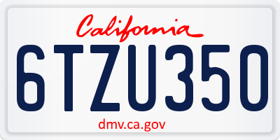CA license plate 6TZU350