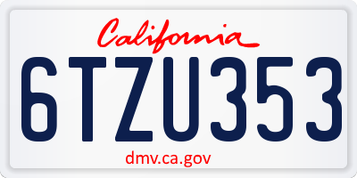 CA license plate 6TZU353