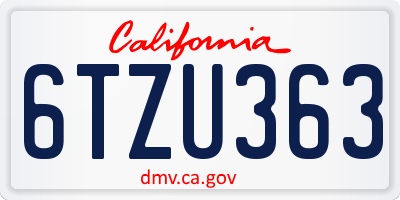 CA license plate 6TZU363