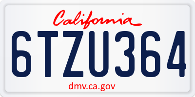 CA license plate 6TZU364