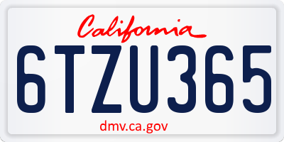 CA license plate 6TZU365