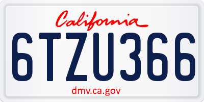 CA license plate 6TZU366