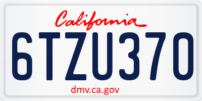 CA license plate 6TZU370