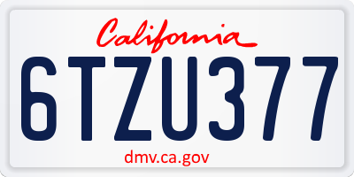 CA license plate 6TZU377