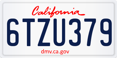 CA license plate 6TZU379