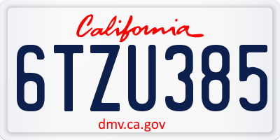 CA license plate 6TZU385