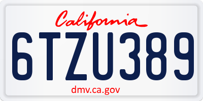 CA license plate 6TZU389