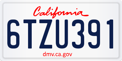 CA license plate 6TZU391