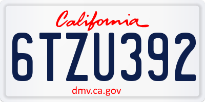CA license plate 6TZU392