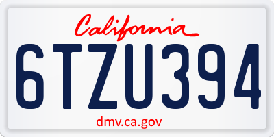 CA license plate 6TZU394