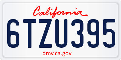 CA license plate 6TZU395