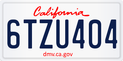 CA license plate 6TZU404