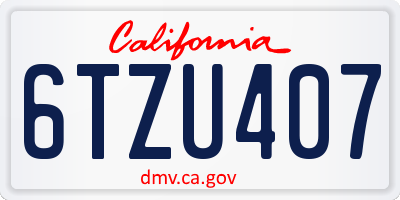 CA license plate 6TZU407