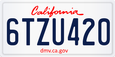 CA license plate 6TZU420