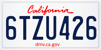 CA license plate 6TZU426