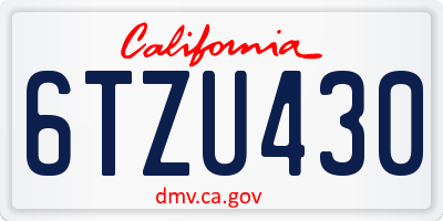 CA license plate 6TZU430