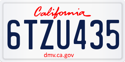 CA license plate 6TZU435