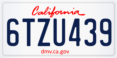 CA license plate 6TZU439