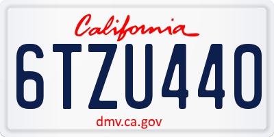 CA license plate 6TZU440