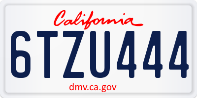 CA license plate 6TZU444