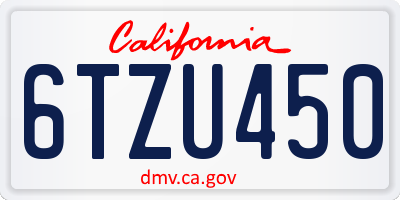 CA license plate 6TZU450