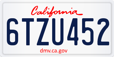 CA license plate 6TZU452