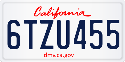 CA license plate 6TZU455