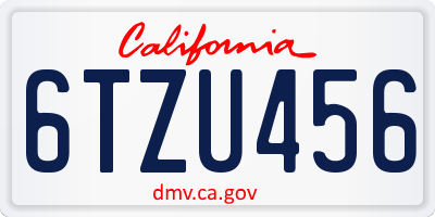 CA license plate 6TZU456