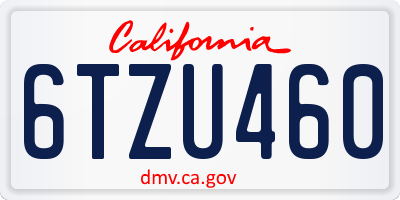CA license plate 6TZU460