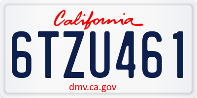 CA license plate 6TZU461