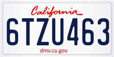 CA license plate 6TZU463