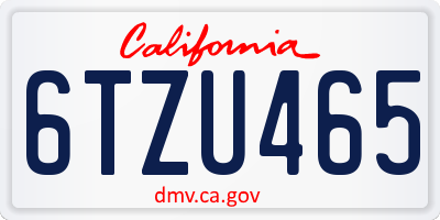 CA license plate 6TZU465