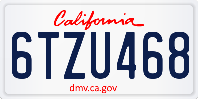 CA license plate 6TZU468