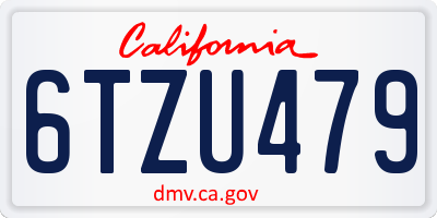 CA license plate 6TZU479