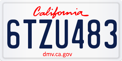 CA license plate 6TZU483