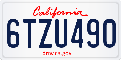 CA license plate 6TZU490