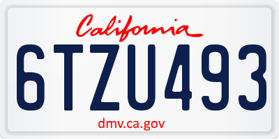 CA license plate 6TZU493