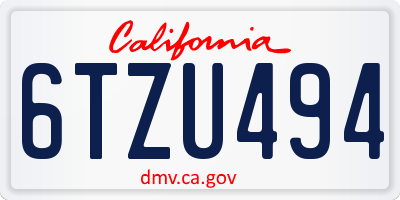 CA license plate 6TZU494