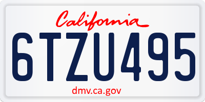 CA license plate 6TZU495