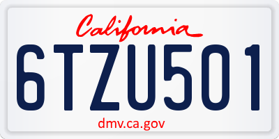CA license plate 6TZU501