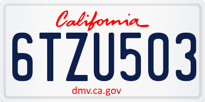 CA license plate 6TZU503
